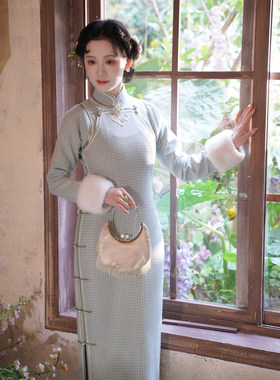 织月｜梦回故里全开襟优雅修身显瘦长款旗袍到脚踝日常秋冬连衣裙