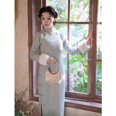 织月｜梦回故里全开襟优雅修身显瘦长款旗袍到脚踝日常秋冬连衣裙