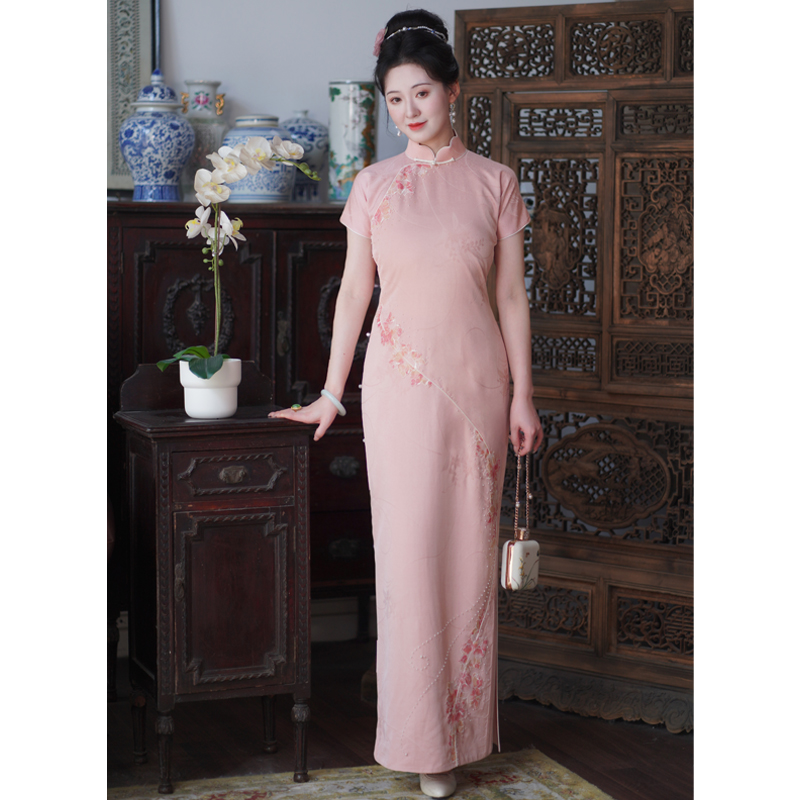 花开并蒂｜新娘订婚敬酒服高级感轻奢平时可穿新中式长款古法旗袍