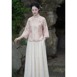 十里蔷薇｜民国大小姐平裁全开襟新款年轻气质少女倒大袖上衣旗袍