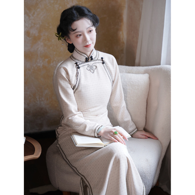 叶之秋｜梦回故里旗袍秋冬穿搭高级感长款古法曳地有省旗袍新中式