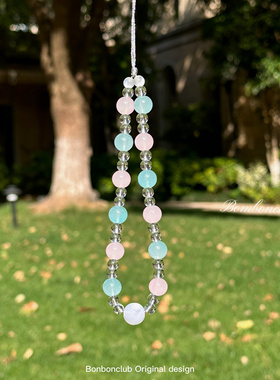 薄荷芭乐冰-bonbon原创可爱彩色水晶手机挂件手机链包挂相机链