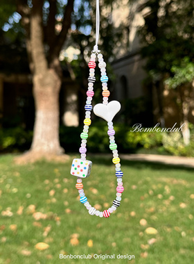 Popo-原创可爱粉色百搭手机挂件手机链包挂相机链