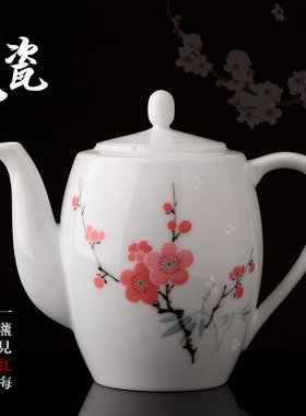 7501腰鼓壶翠竹红梅官窑陶瓷泡茶高档景德镇复烧毛瓷茶器茶具