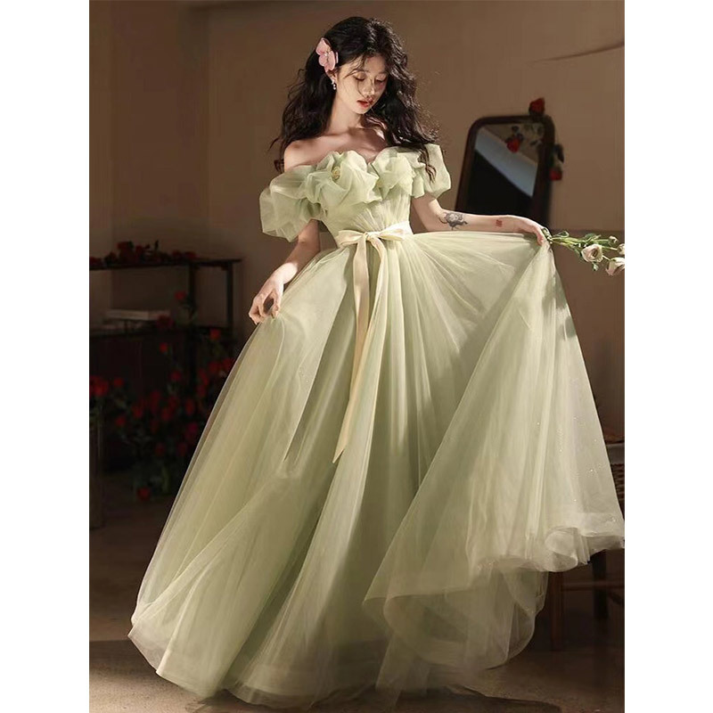 梦幻绿色在逃公主晚礼服