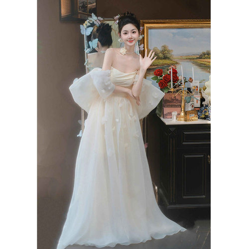 仙女风抹胸轻婚纱2025新款