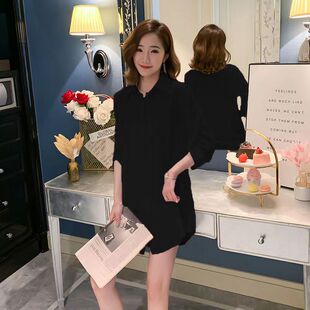 中长款白衬衫女长袖新款韩范BF风宽松百搭上衣韩版修身显瘦连衣裙