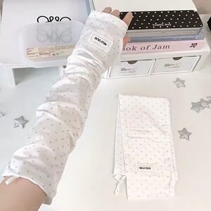 波点冰丝防晒袖套女夏季薄款透气防紫外线宽松遮阳开车骑行护手臂