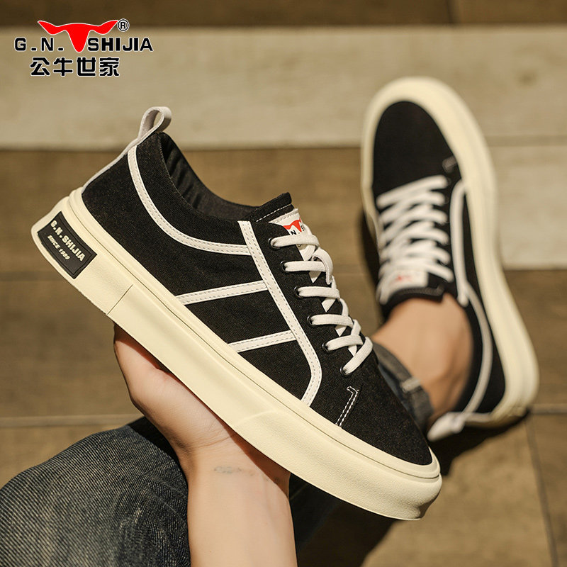 公牛世家帆布鞋夏季薄款透气休闲板鞋2023夏新款经典低帮百搭运动