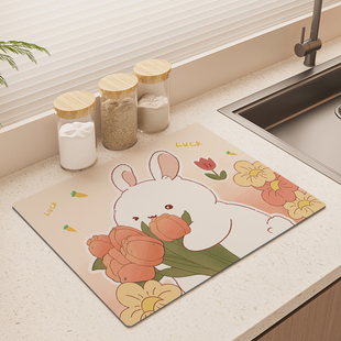 厨房专用台面沥水垫水龙头防溅食品级吧台咖啡硅藻泥防滑吸水速干