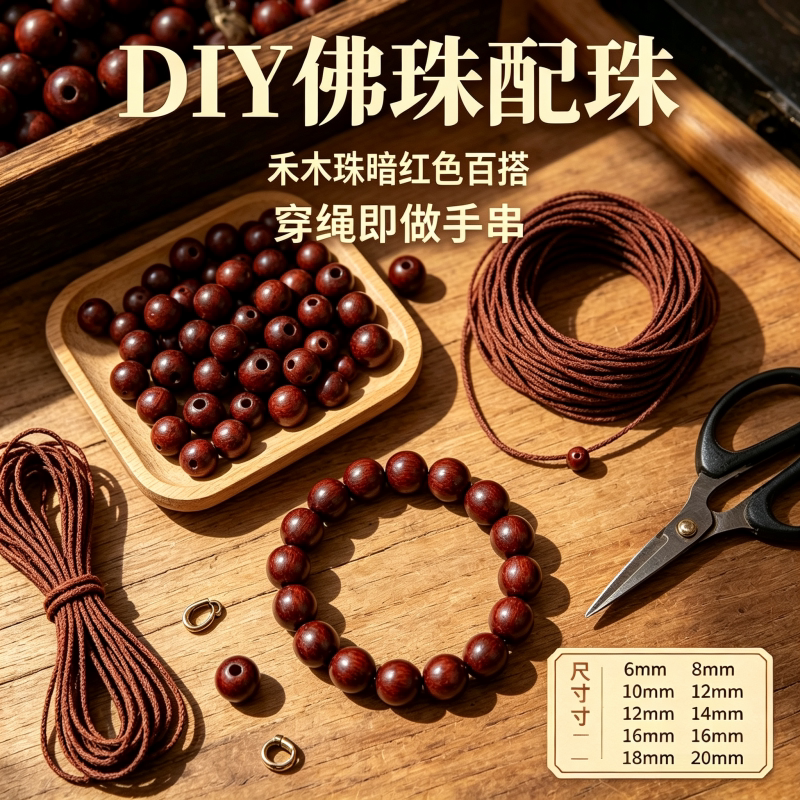 珊妮杂货铺禾木珠子散珠手工diy串珠手链米珠算盘珠大孔圆珠子图片