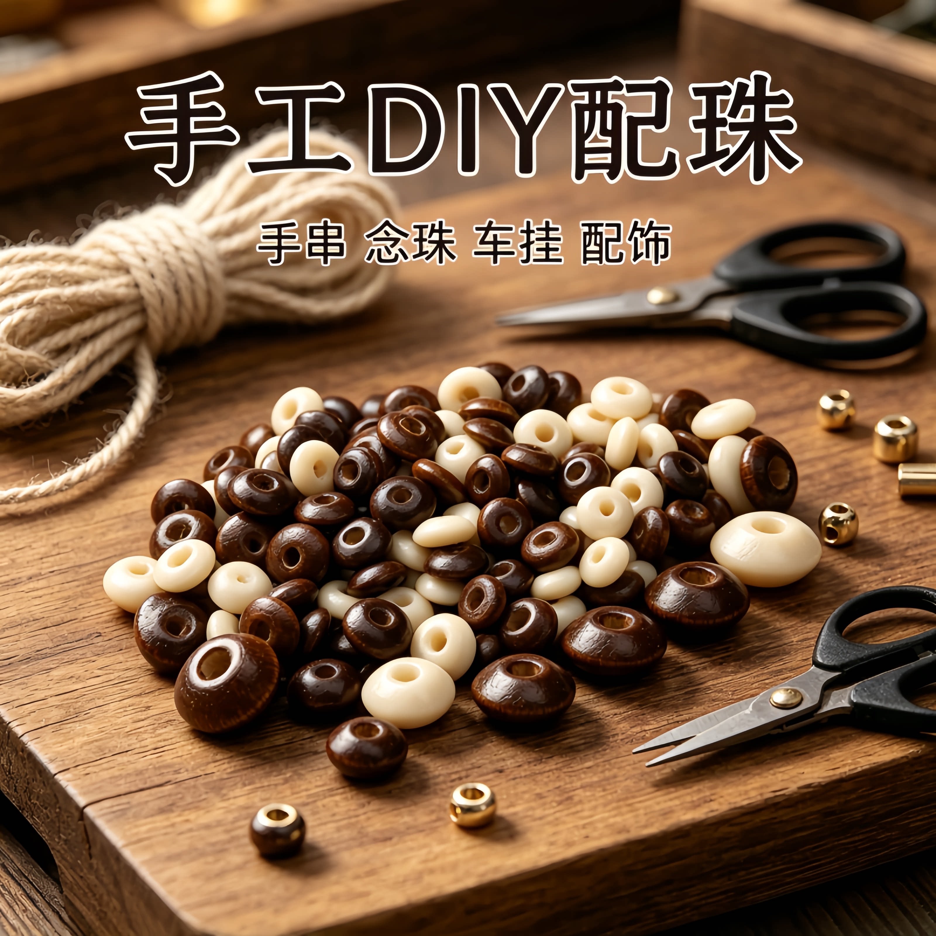 珊妮杂货铺禾木算盘大孔珠子散珠手工diy饰品配件手链手串隔珠图片