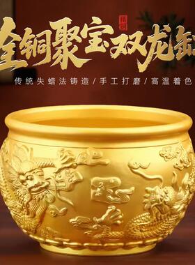 黄铜米缸招财聚财摆件双龙缸百福缸家居玄关店铺装饰乔迁开业礼品