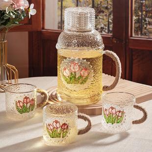 冷水壶耐高温大容量配盖花茶茶壶家用商用围炉煮茶加厚耐热 玻璃装