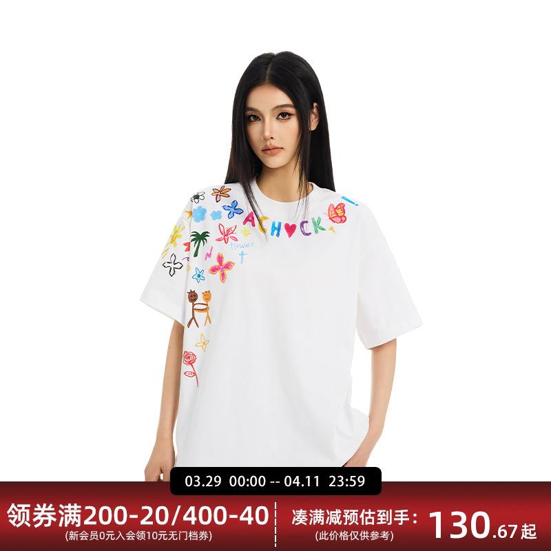 【Achock官方店】潮牌创意卡通涂鸦印花半袖T恤高街情侣圆领短袖