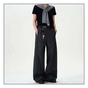 MADWITCH复古高级垂感双褶休闲西裤 子 男女宽松直筒cleanfit阔腿裤