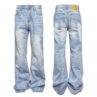 Minority 长裤 cleanfit 冰川蓝美式 小众设计浅色波纹牛仔裤 Down