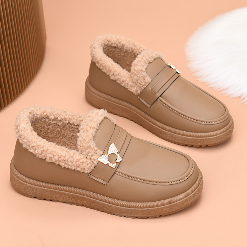 冬季老北京棉鞋女加绒保暖妈妈鞋皮面加厚防滑豆豆鞋棉靴休闲防寒