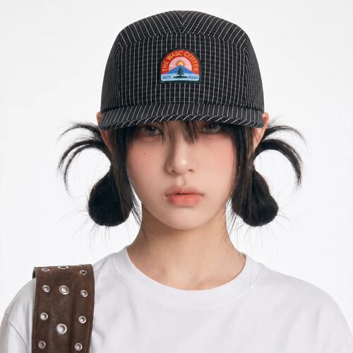 美式复古黑白条纹平檐棒球帽