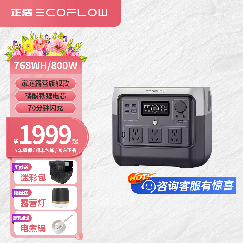 Ecoflow正浩户外电源自驾游移动便携式220V大容量车载太阳能充电