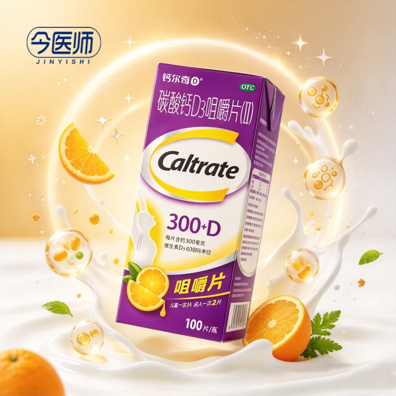 [钙尔奇]碳酸钙D3咀嚼片(Ⅱ)300mg60IU*100片/盒妊娠哺乳期妇女老年人儿童钙补充剂