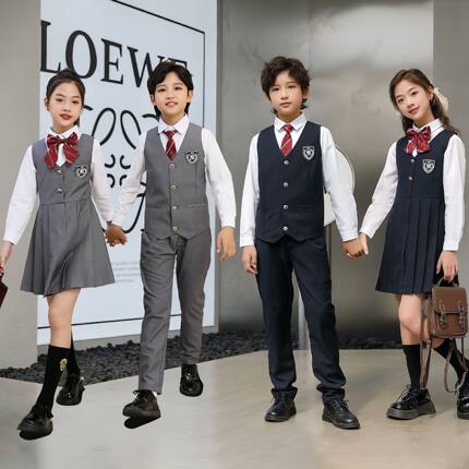 中小学生儿童表演服毕业季合唱服幼儿园班服男童马甲套装女童