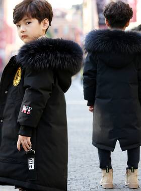 2026新款儿童羽绒服男童中长款新款洋气冬男孩中大童加厚外套纯色