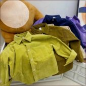 儿童小孩男女上衣外穿加厚韩版 男童多色长袖 灯芯绒衬衫 2025新秋季