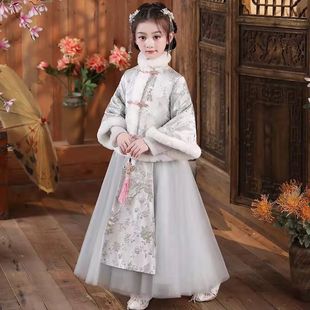汉服冬装女童古风儿童拜年中国唐装加厚过年套装新年新款公主冬季