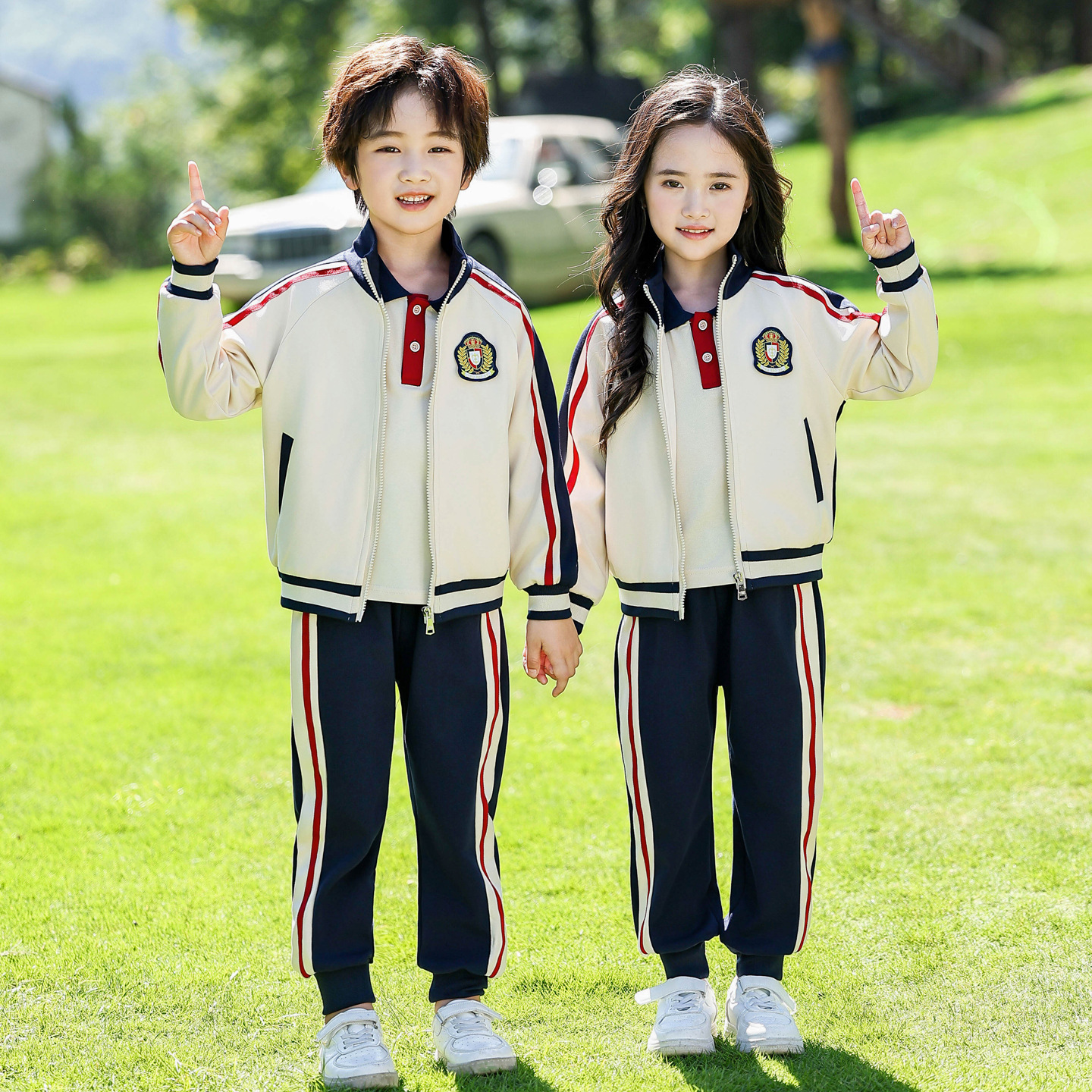 小学生校服春秋款儿童冲锋衣加厚套装秋冬季运动会班服幼儿园园服