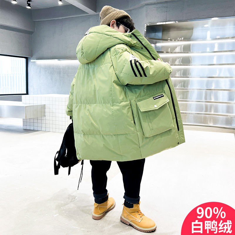男童长款羽绒服2025新款冬装加厚外套中大儿童洋气男孩冬季棉服潮