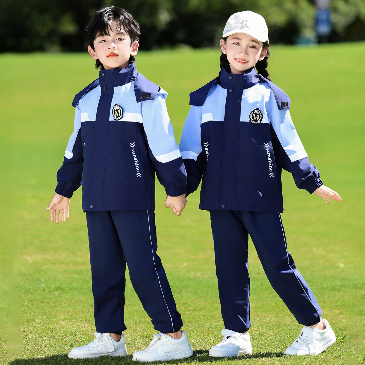 冬季新款运动会幼儿园园服班服中小学生校服套装儿童三合一冲锋衣