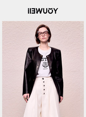 YOUWEI有尾2024秋季皮西装褪色重工无领皮西服Y1924310