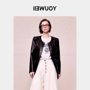 YOUWEI有尾2024秋季 褪色重工无领皮西服Y1924310 皮西装