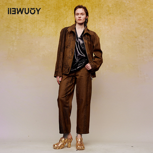 YOUWEI有尾春季错位印花九分裤牛仔裤锥裤潮流Y5124105