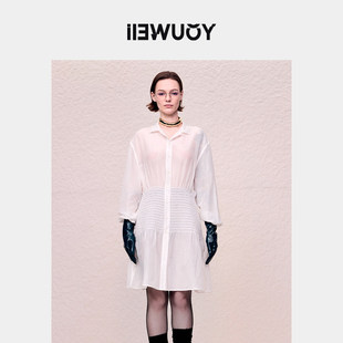 YOUWEI有尾2024秋季通身连衣裙丝棉抽皱收腰连衣裙Y5724316