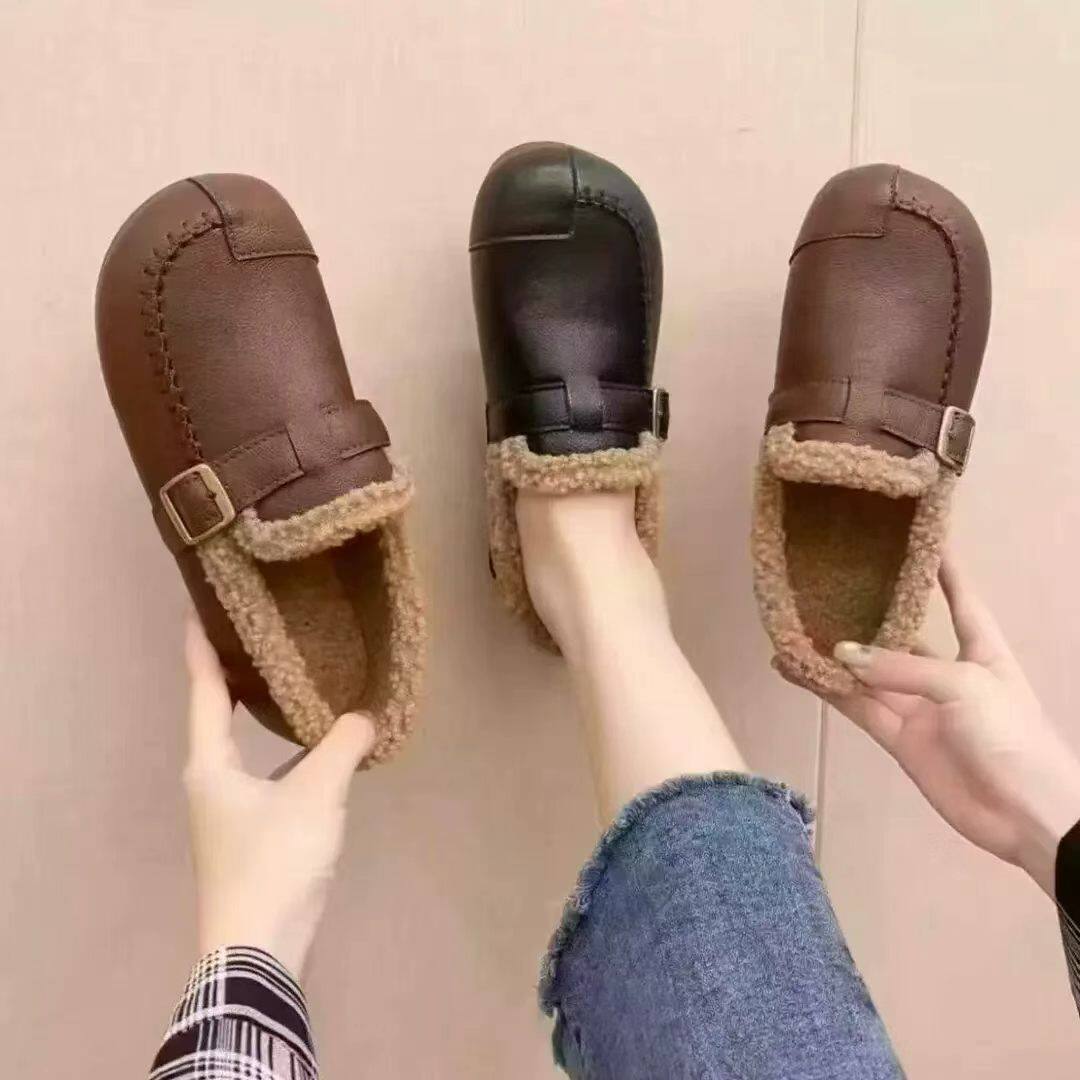 冬季加绒保暖软底防滑妈妈棉鞋