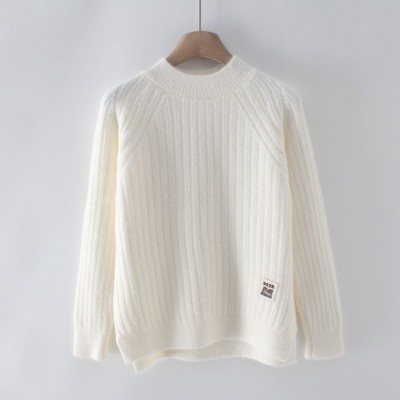 半高领针织衫女宽松保暖套头毛衣