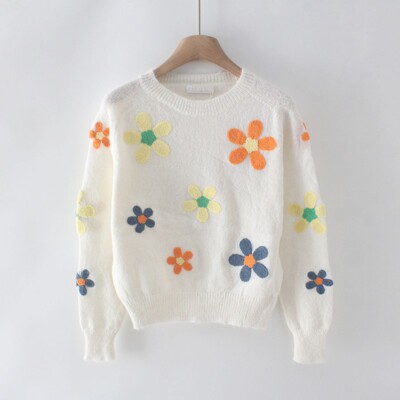 羊毛马海毛百搭钩花针织衫