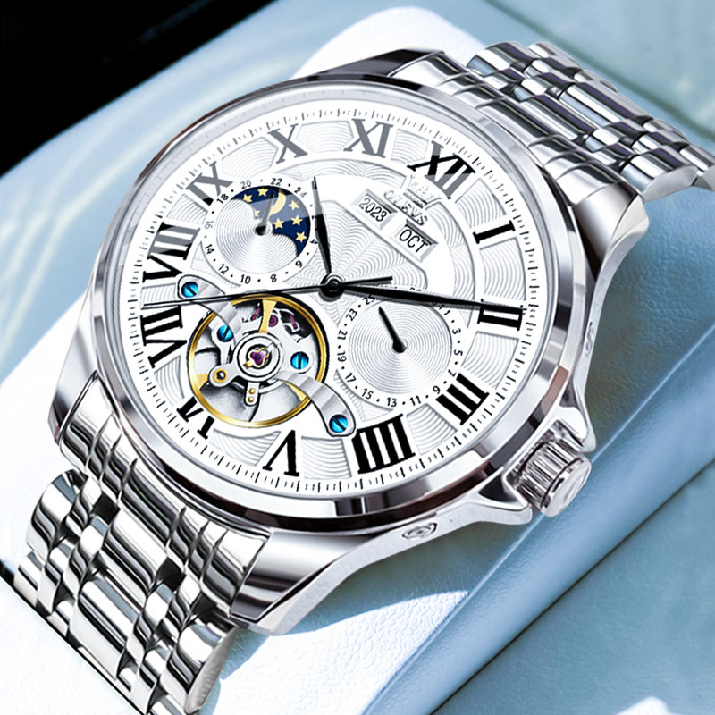 手表男款瑞士正品机械表全自动镂空男士防水时尚钢带男表品牌十大