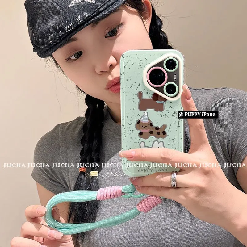 适用泼墨三只狗华为pura80手机壳带挂绳HUAWEIpura80ultra新款80p