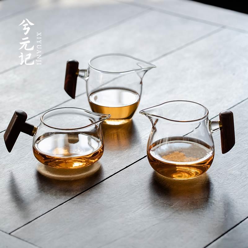 木柄公道杯加厚玻璃耐热泡茶过滤公杯防烫功夫茶具配件茶海分茶器