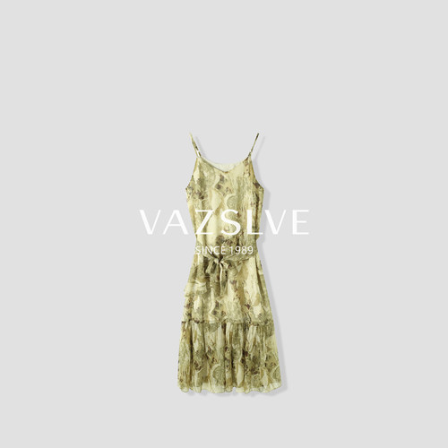 【VAZSLVE/全新奢品】捡漏-水墨画吊带连衣裙-6XLLH1237