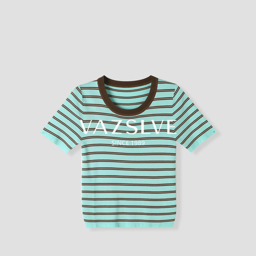 【VAZSLVE/全新奢品】捡漏-夏季新款百搭条纹短袖上衣-6XLLH1227