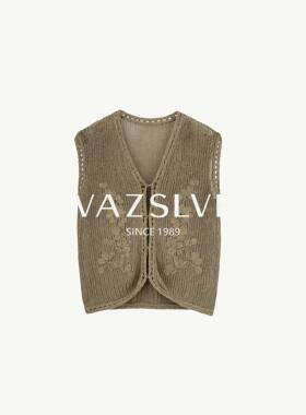 【VAZSLVE/全新奢品】捡漏-绣花V领马甲百搭上衣-BOXC6XH83331W