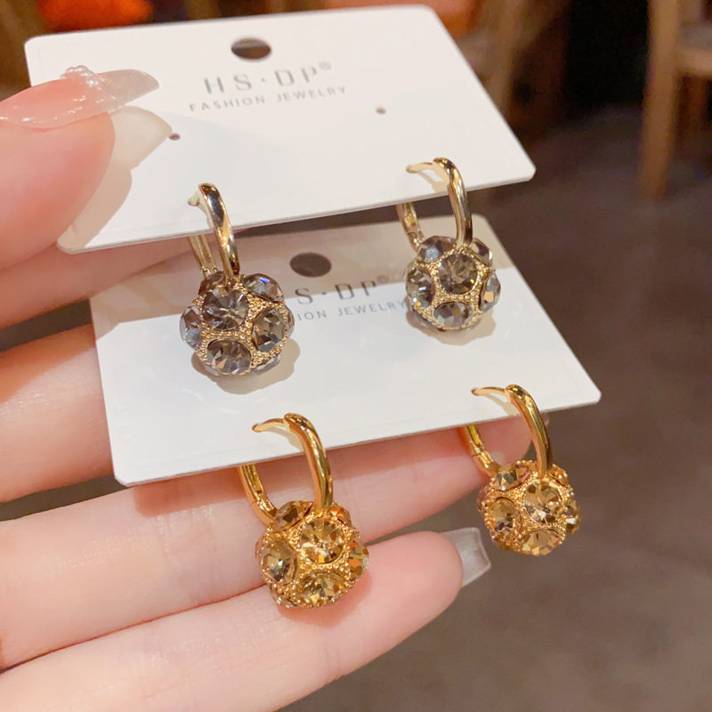 轻奢高级感锆石球球耳扣小众时尚设计简约百搭耳环个性冷淡风耳饰