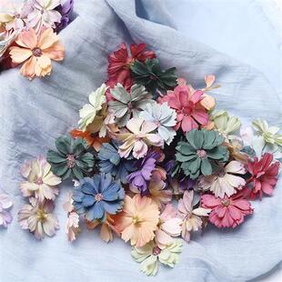 婚庆仿真花饰材绢布假花 DIY手工花环材料六瓣婚礼装饰花多色选择