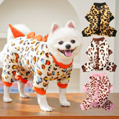 秋冬款 宠物猫狗狗四脚衣保暖豹纹恐龙衣服用品法兰绒泰迪比熊猫咪