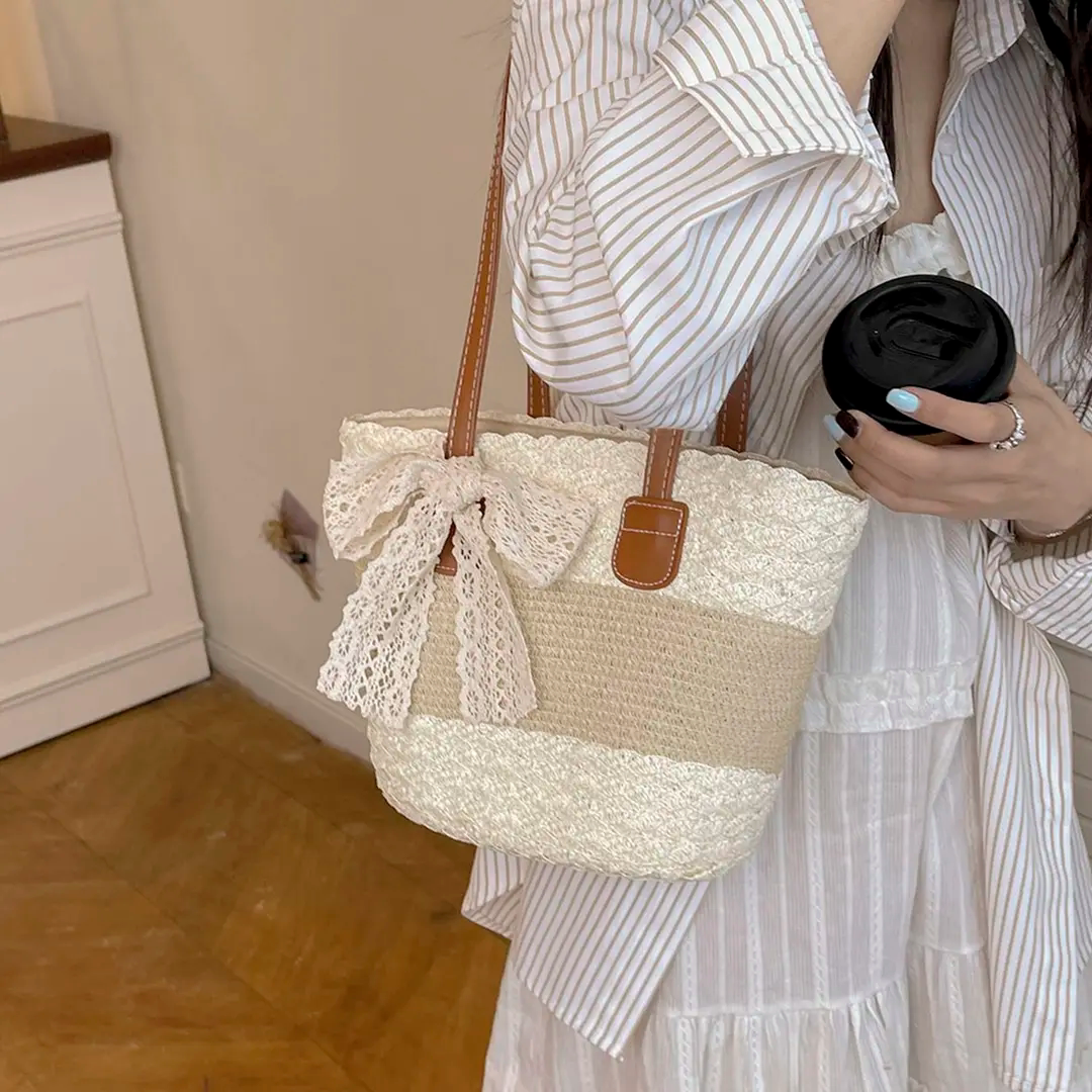 春夏海边度假手工草编菜篮包女
