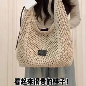 小众镂空编织托特包包女单肩斜挎